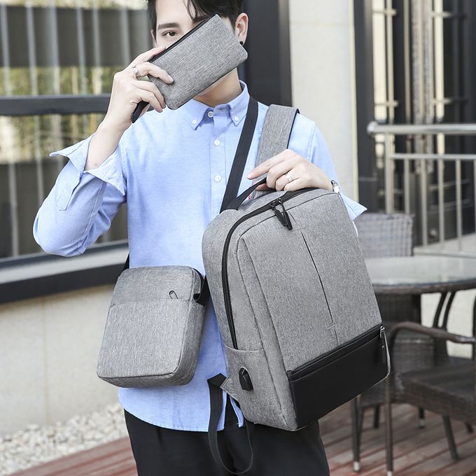 Ensemble de 3 Sacs à Dos pour Ordinateur en Gris