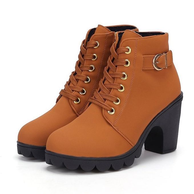 Bottines Élégantes à Talon Épais - Marron