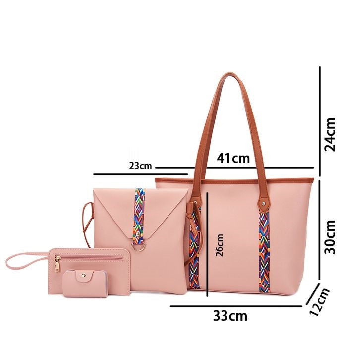 Ensemble Sac à Main 4 en 1 élégant pour Femmes - Rose