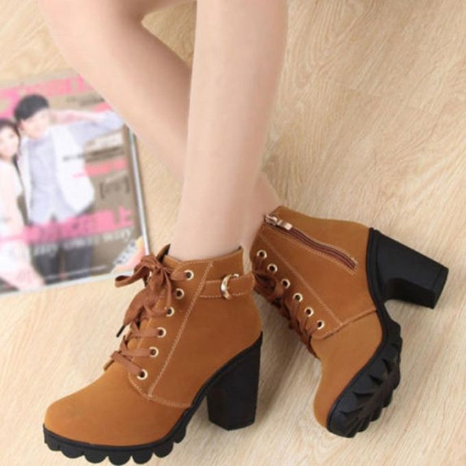 Bottines Élégantes à Talon Épais - Marron