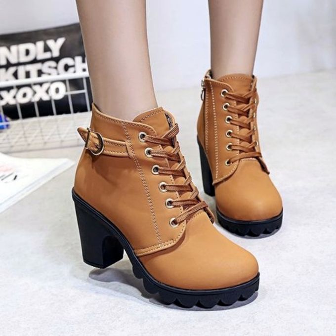 Bottines Élégantes à Talon Épais - Marron