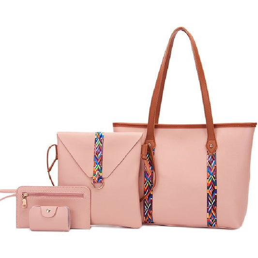 Ensemble Sac à Main 4 en 1 élégant pour Femmes - Rose