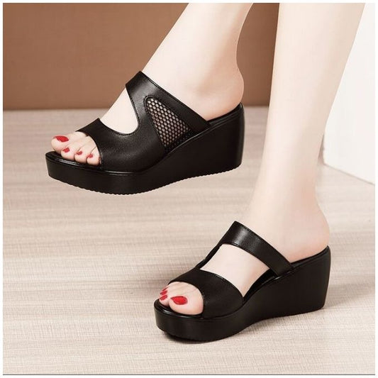 Chaussures ouvertes Compensées pour Femme - Noir