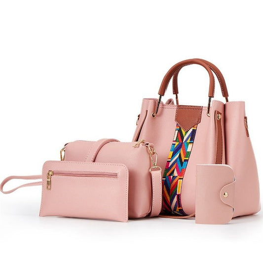 Ensemble Sac à Main 4 en 1 pour Femmes - Rose