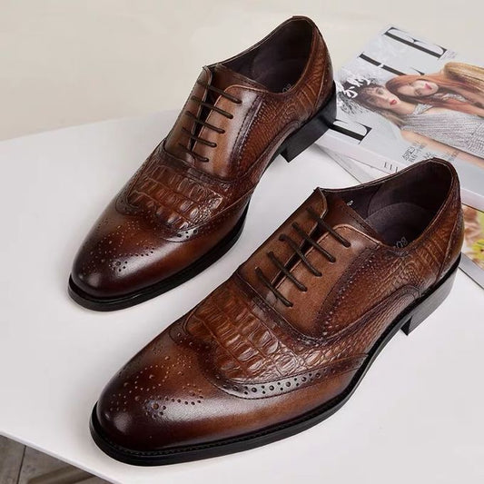 Chaussures habillées pour Homme - aspect Croco - Marron