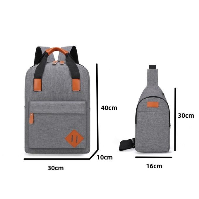 Ensemble 3 en 1 de Sacs à Dos pour Ordinateur Portable - Gris