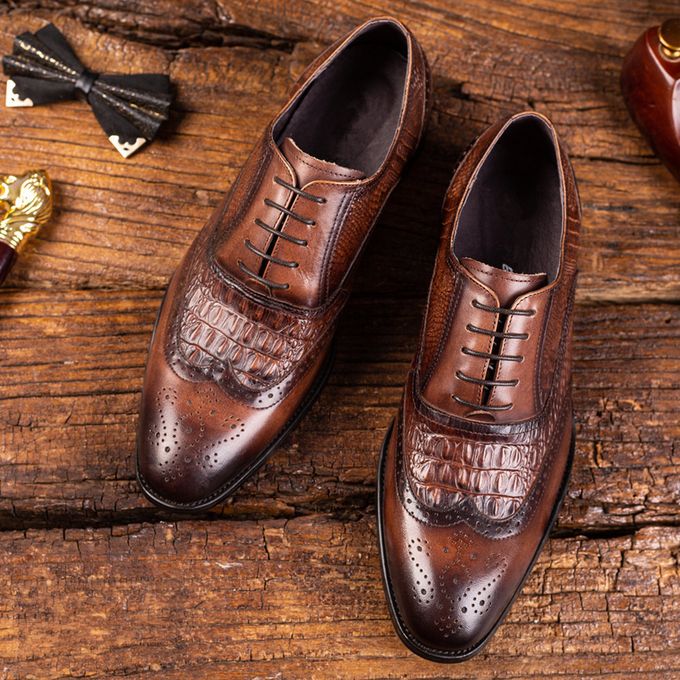 Chaussures habillées pour Homme - aspect Croco - Marron