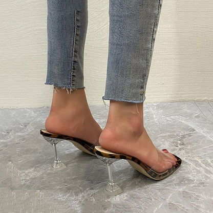 Sandales à Talons Hauts et Imprimé Léopard
