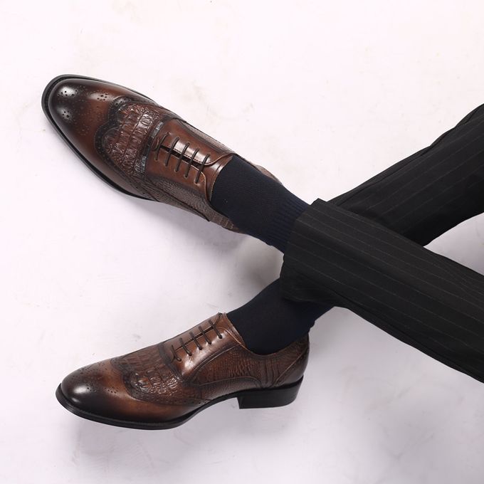 Chaussures habillées pour Homme - aspect Croco - Marron