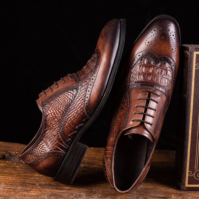 Chaussures habillées pour Homme - aspect Croco - Marron