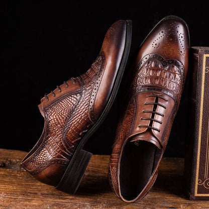 Chaussures habillées pour Homme - aspect Croco - Marron
