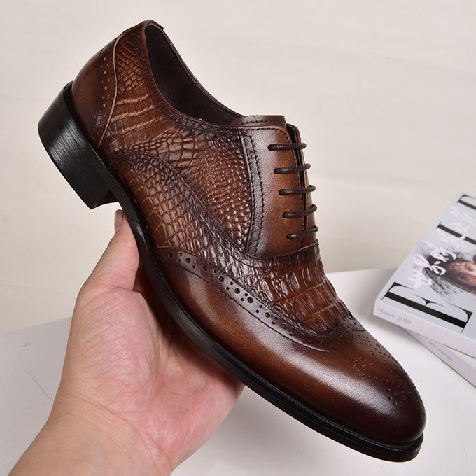 Chaussures habillées pour Homme - aspect Croco - Marron