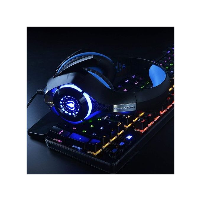 Casque avec micro bleu