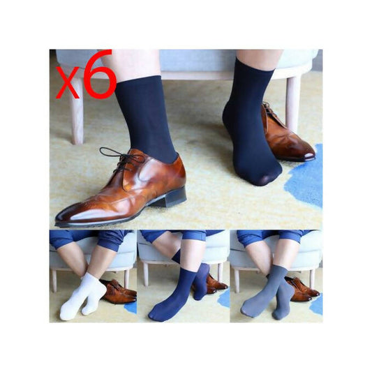 Chaussettes d'Affaires Ultra-Fines pour Hommes (6 Paires)