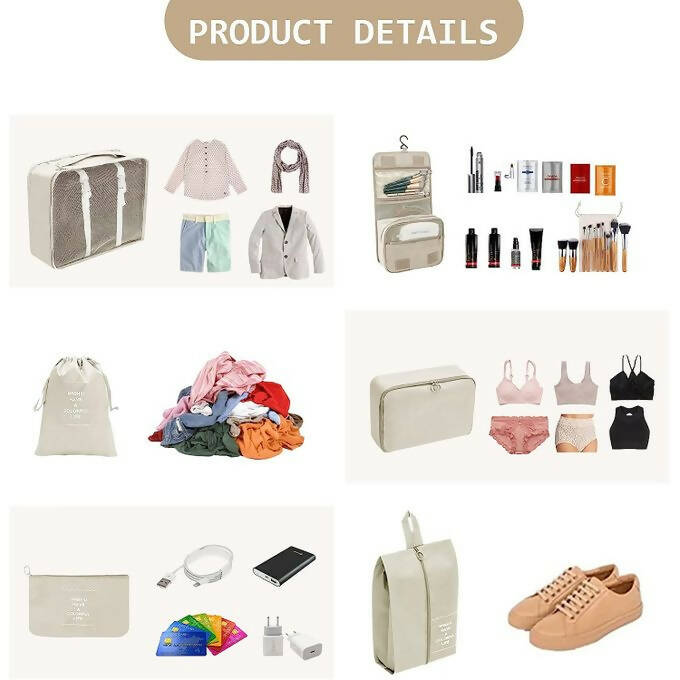 Ensemble de 8 Organiseurs de Voyage pour Valises