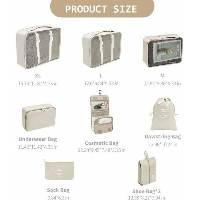 Ensemble de 8 Organiseurs de Voyage pour Valises